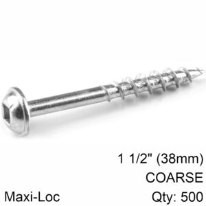 KREG ZINC POCKET HOLE SCREWS 38MM 1.50′ #8 COARSE THREAD MX LOC 500CT