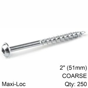 KREG ZINC POCKET HOLE SCREWS 51MM 2.00′ #8 COARSE THREAD MX LOC 250CT