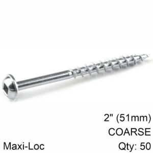 KREG ZINC POCKET HOLE SCREWS 51MM 2.00′ #8 COARSE THREAD MX LOC 50CT
