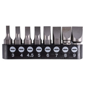 S/DRIVER BIT SET 8PCE SLOTTED 3MM-9MM