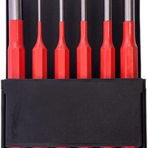 TORK CRAFT PIN PUNCH SET 6PC – 2.5, 3.5, 4. 5, 6, 8, 10MM RED