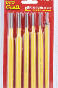 TORK CRAFT PIN PUNCH SET 6PC – 1.5, 3, 4, 5, 6, 8MM YELLOW