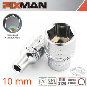 FIXMAN 1/4′ DRIVE HEX SOCKET 10MM