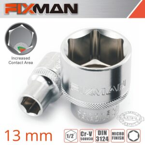 FIXMAN 1/2′ DRIVE HEX SOCKET 13MM X 21.8MM